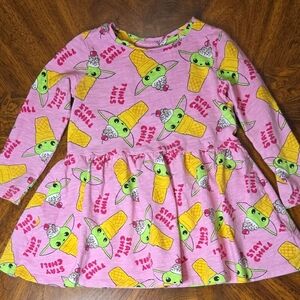 Star Wars Pink Green Long Sleeve Casual Sundress